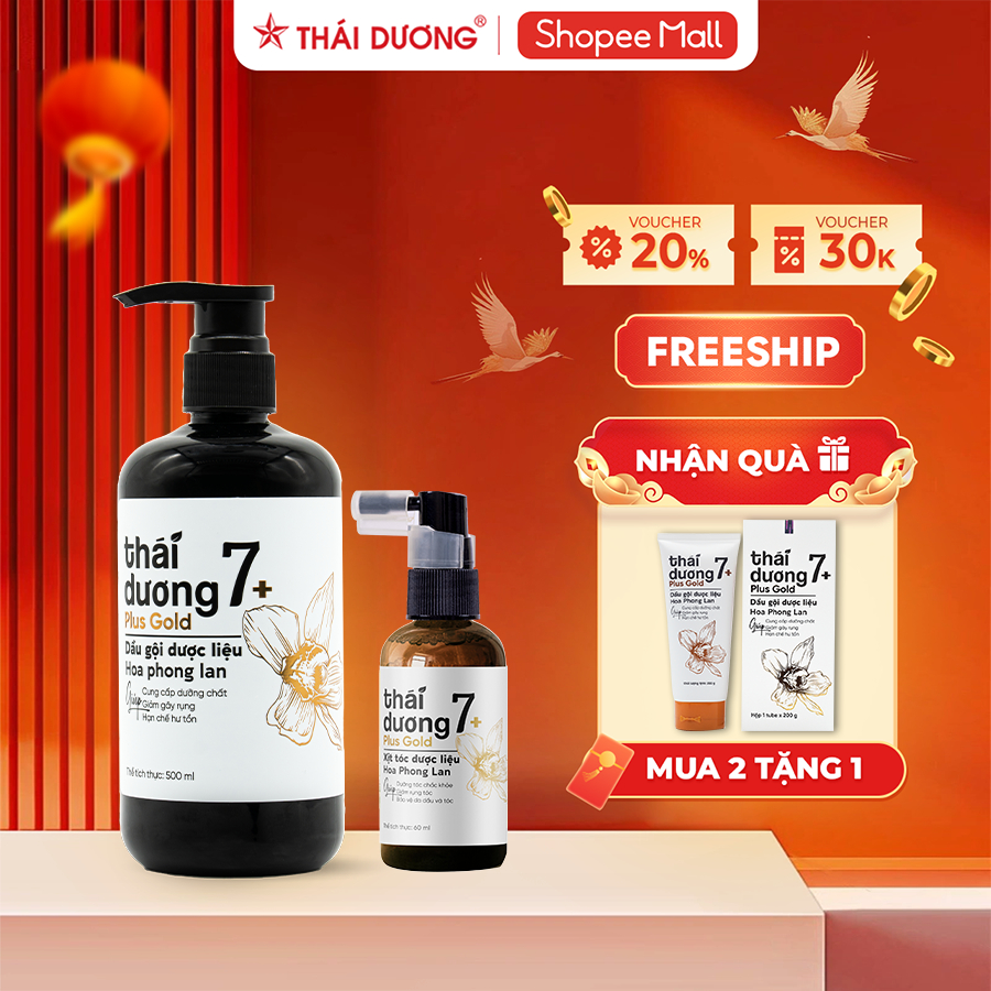 [Mua 2 tặng 1] Dầu gội 7 Plus Gold 500ml và Xịt tóc Thái Dương 7 Plus gold 60ml Tặng 1 Dầu gội/ dầu 