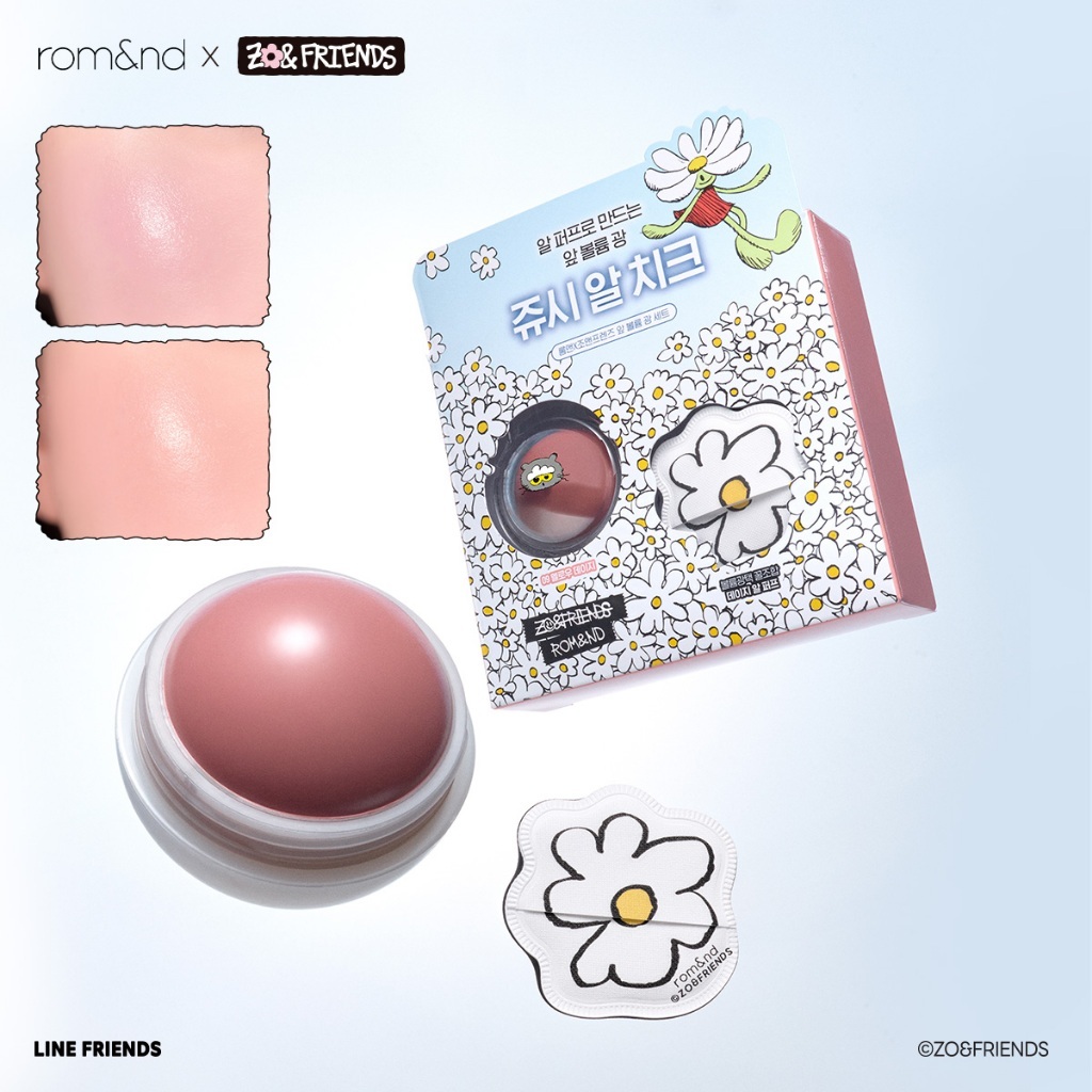 [ZOA Collection] [Romand X ZO&FRIENDS] Combo má hồng dạng kem Romand Juicy Roll Cheek & P​u​f​f Se​t