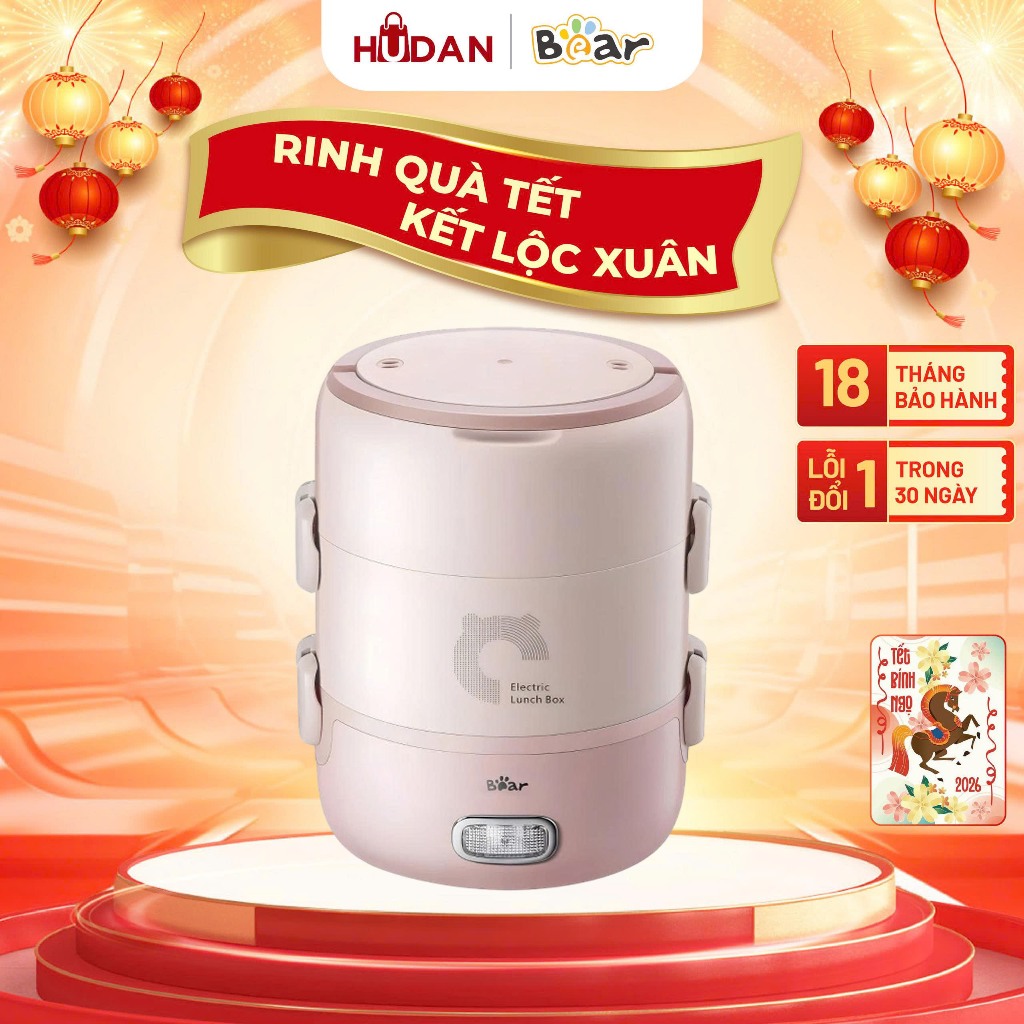 Hộp cơm điện Bear DFH-B20S6 3 tầng tròn 2L Nhỏ Gọn Tiện Lợi, Hộp Cơm Văn Phòng bảo hành 18 tháng