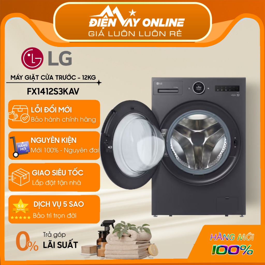 [GIAO TOÀN QUỐC] FX1412S3KAV - Máy giặt LG AI DD Inverter 12 kg FX1412S3KAV