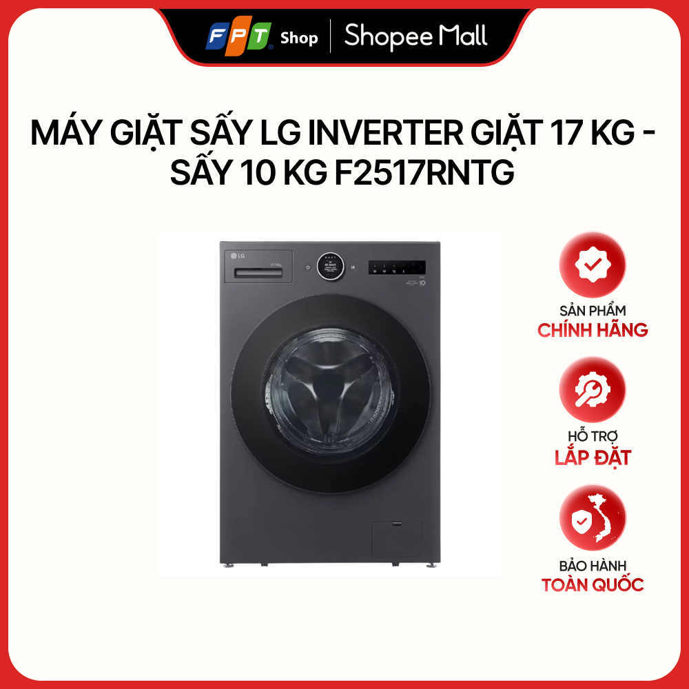 [HÀNG CHÍNH HÃNG] Máy giặt sấy LG Inverter giặt 17 kg - sấy 10 kg F2517RNTG