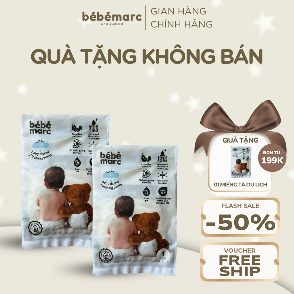 [QUÀ TẶNG KHÔNG BÁN] Tã Quần/Dán Dành Cho Bé Từ Sơ Sinh bébémarc - Gói Du Lịch 1 Miếng (Nhiều loại, nhiều size)