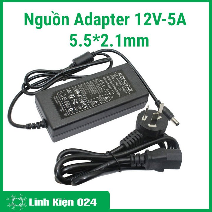 Nguồn Adapter 12V-5A 5.5*2.1 mm Zin
