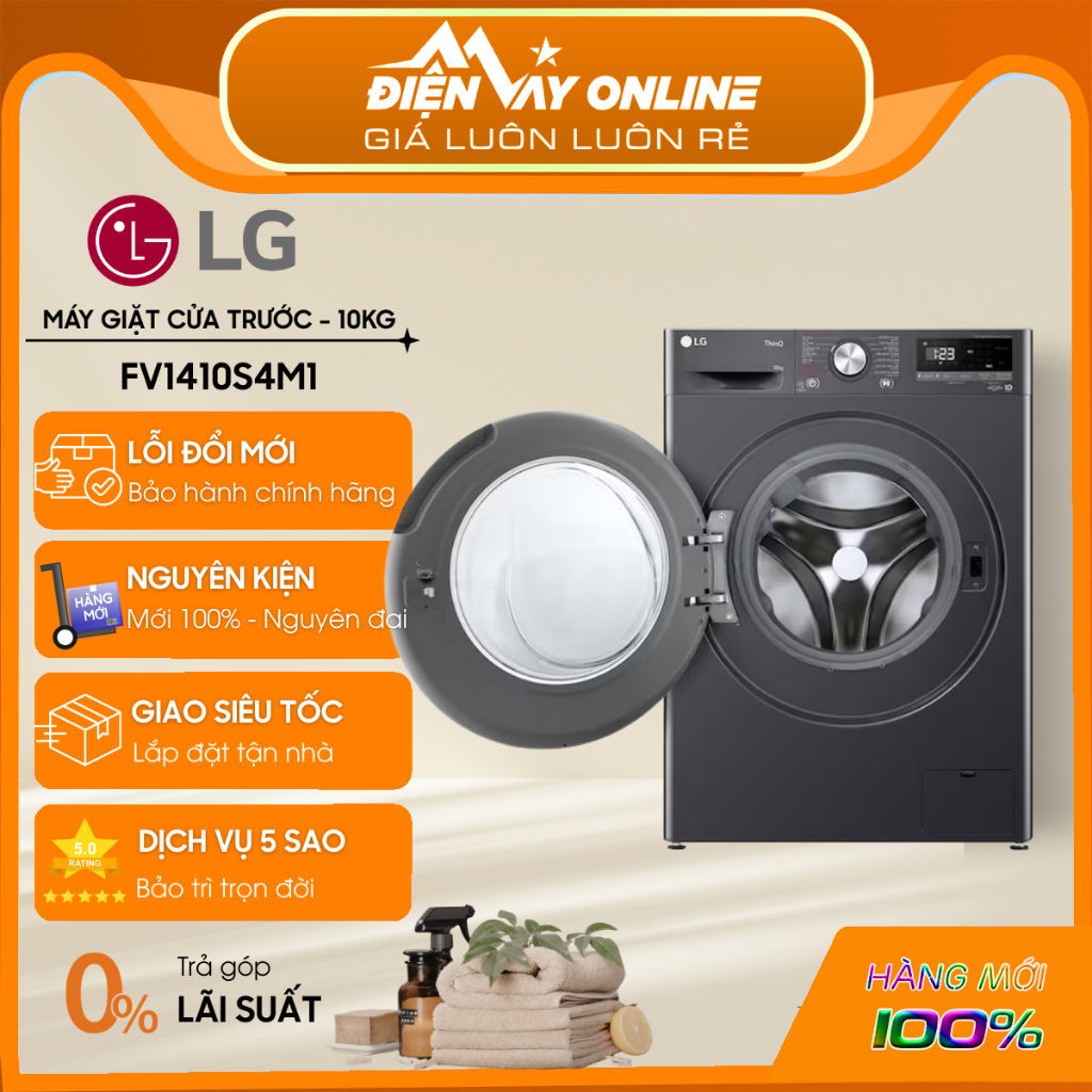 [GIAO TOÀN QUỐC] FV1410S4M1 - Máy Giặt Lồng Ngang 10 Kg FV1410S4M1 - LG AI DD™ Inverter