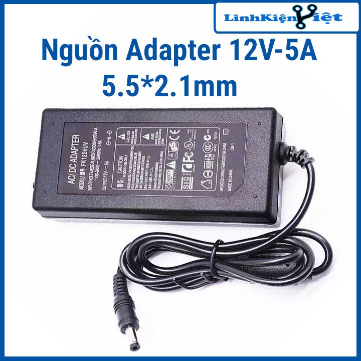 Nguồn Adapter 12V-5A 5.5*2.1 mm Zin