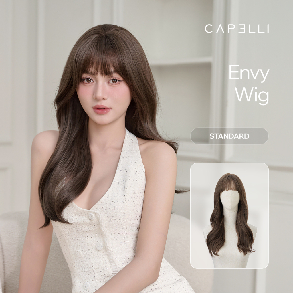 Tóc Giả Nguyên Đầu CAPELLI Xoăn Lơi Mái Thưa Envy Wig