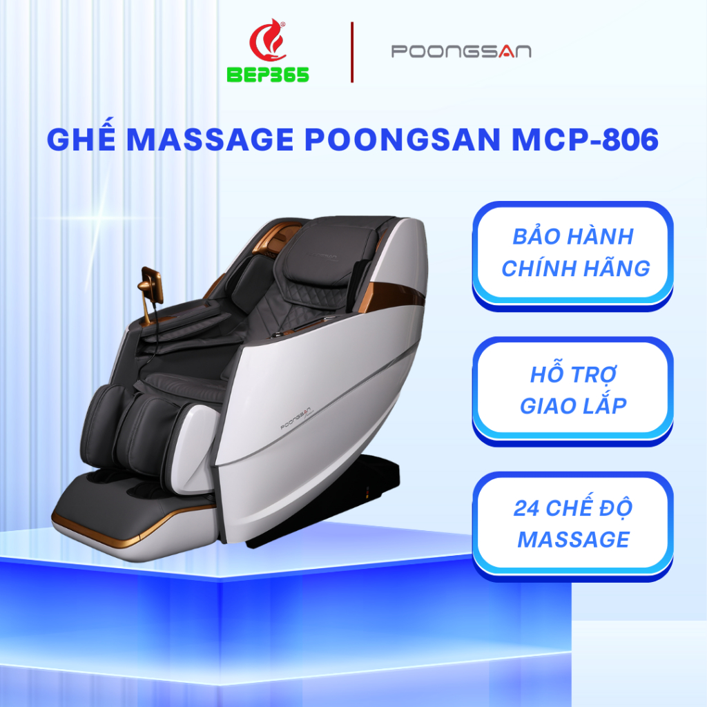 Ghế massage Poongsan MCP-806 - Thư Giãn Toàn Diện, Thiết Kế Hiện Đại, Sang Trọng