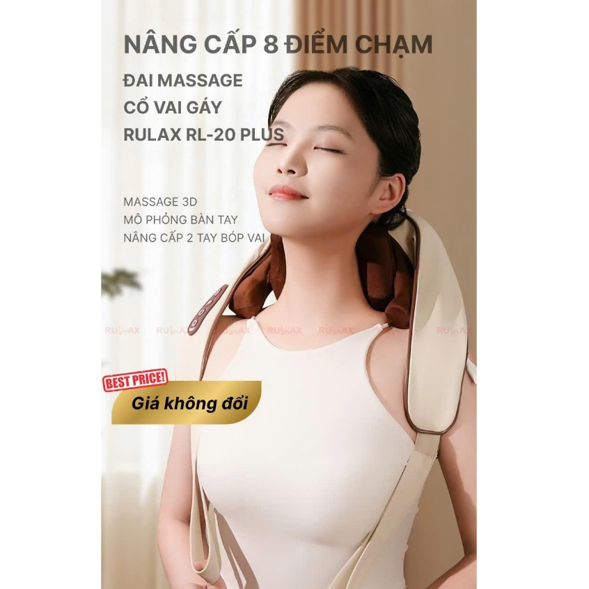 Máy Massage Cổ Vai Gáy RULAX RL-20Plus, Con Lăn Silicon Không Gây Đau - Đai Massage Đa Năng