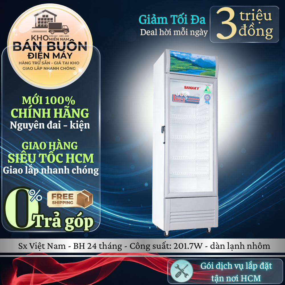 VH-358KL Tủ mát Sanaky – 350L, 1 cánh kính, chống đọng sương, máy nén Panasonic VH-358KL