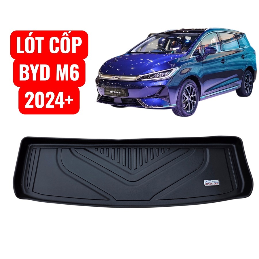 BYD M6 - Riêng lót cốp MAXXCAR nhựa TPE NGUYÊN SINH đúc 5D tràn viền cho xe BYD M6 2024+