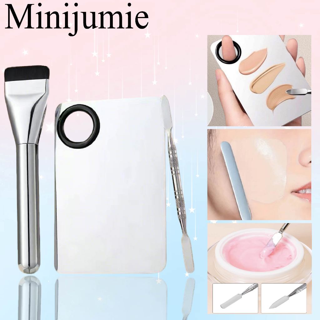 Minijumie Bảng nền tán kem nền khay trộn kem nền kèm cọ tán kem nền và bảng gậy kèm mút tán kem nền