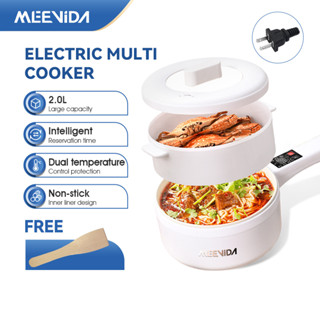 MEEVIDA Nồi điện đa năng,Dung tích1,8- 2 Lít kèm khay hấp,Bảo hành 12 tháng,Chống Dính Gốm Ceramic