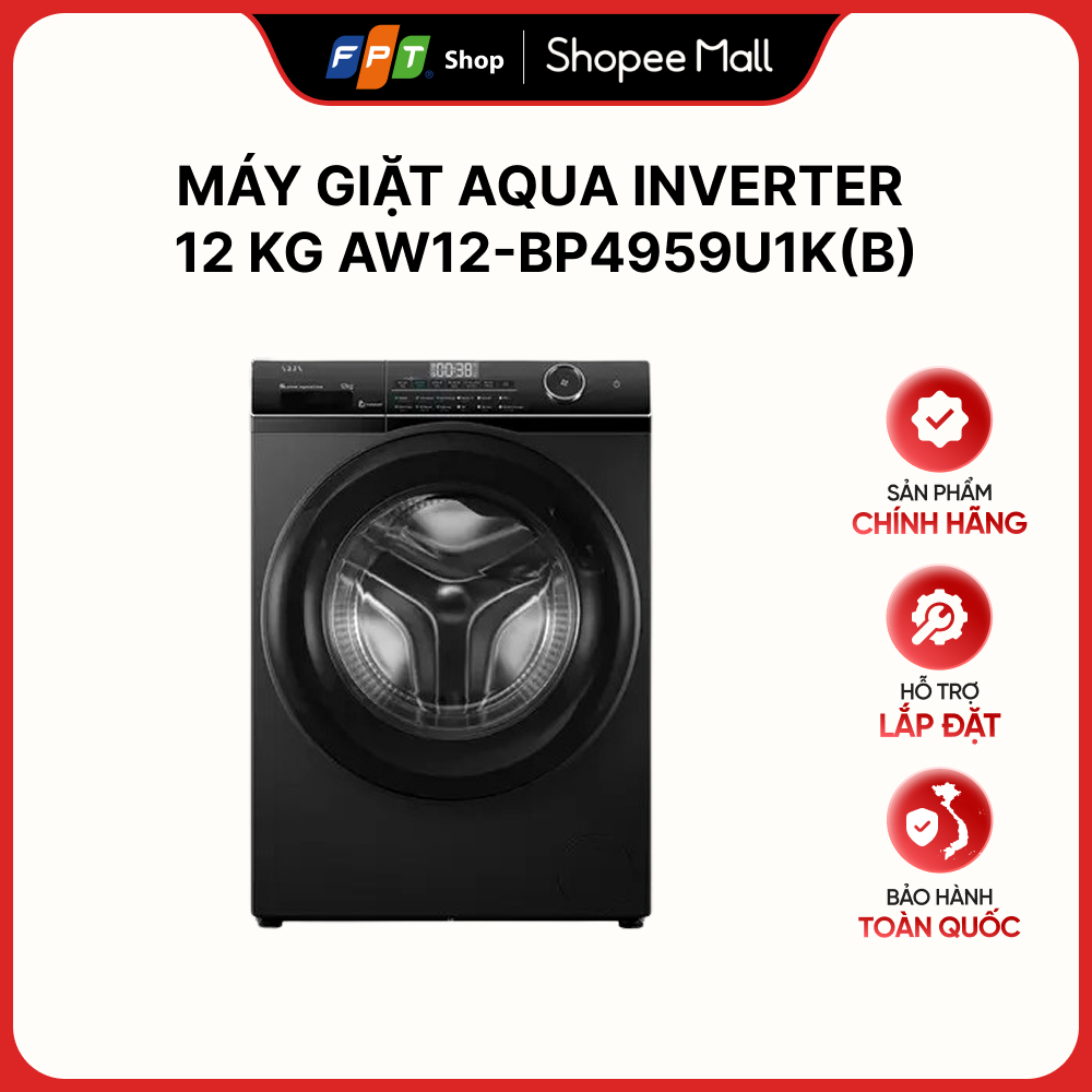 [Hàng chính hãng] Máy giặt Aqua Inverter 12 kg AW12-BP4959U1K(B)