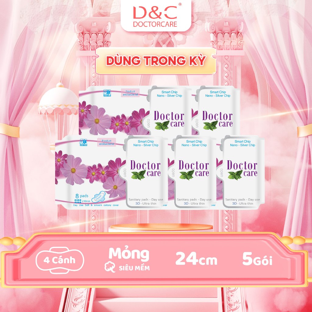 Combo 5 gói băng vệ sinh thảo dược Doctor Care ban ngày 24.5cm Doctor Care Hà Nội Store [LOẠI DÀY DÙ