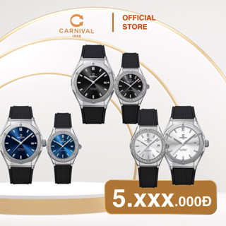Cặp đồng hồ Carnival 8168G và 8168L2 thiết kế sáng húp lót cực trendy, nam size 42mm,nữ size 34mm,Bh 5 năm