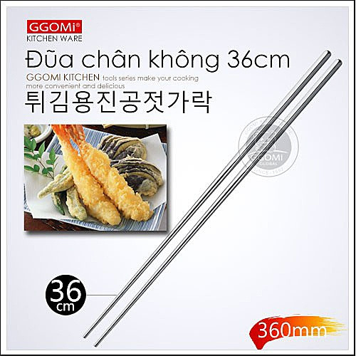 Đũa dài inox 36cm xào nấu thực phẩm, được hút chân không siêu nhẹ GGOMi Hàn Quốc GG678