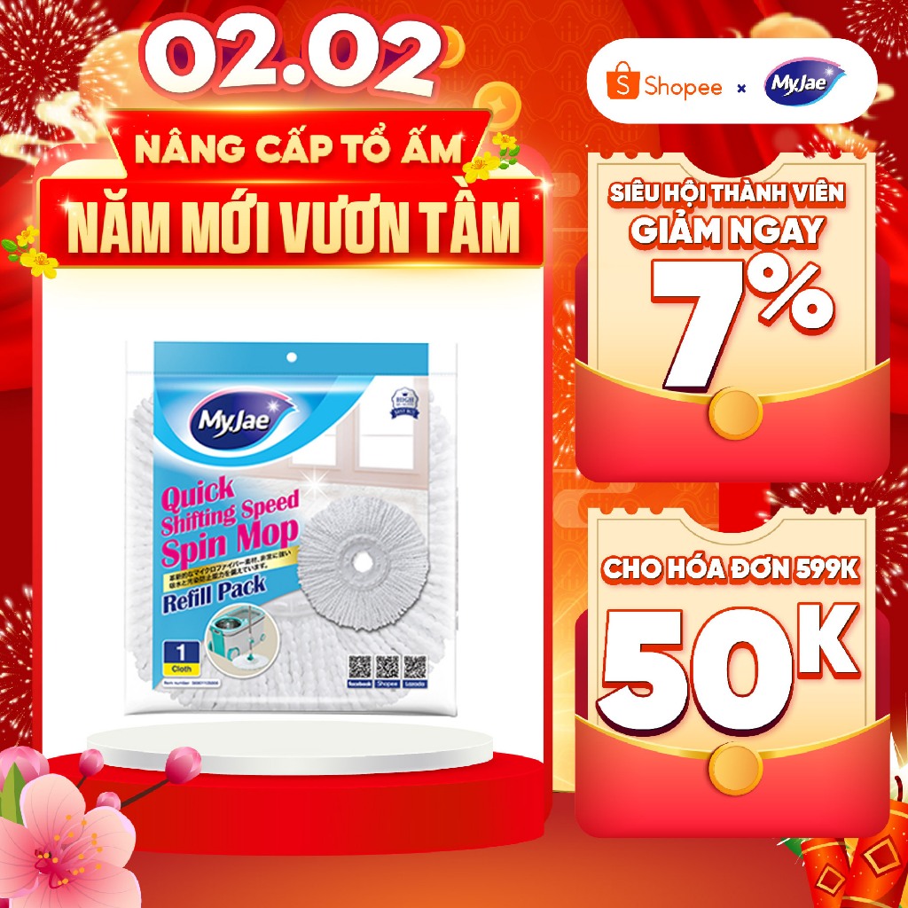 Bông Lau Thay Thế MyJae Dạng Tròn Dành Cho Cây Lau Nhà Xoay 360 Độ