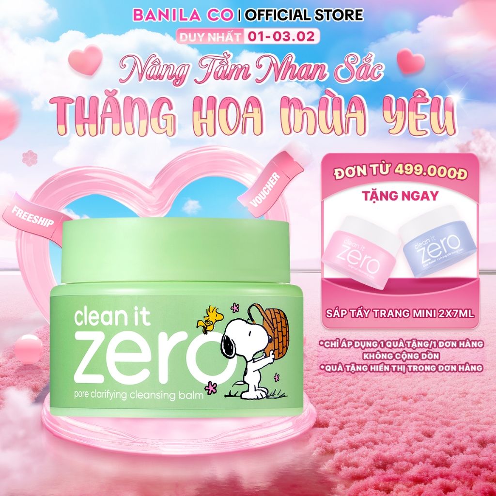 (New) Peanuts x Banila Co Set Sáp tẩy trang C​l​e​a​n It Z​e​r​o C​l​e​a​n​s​i​n​g B​a​l​m Pore Clar