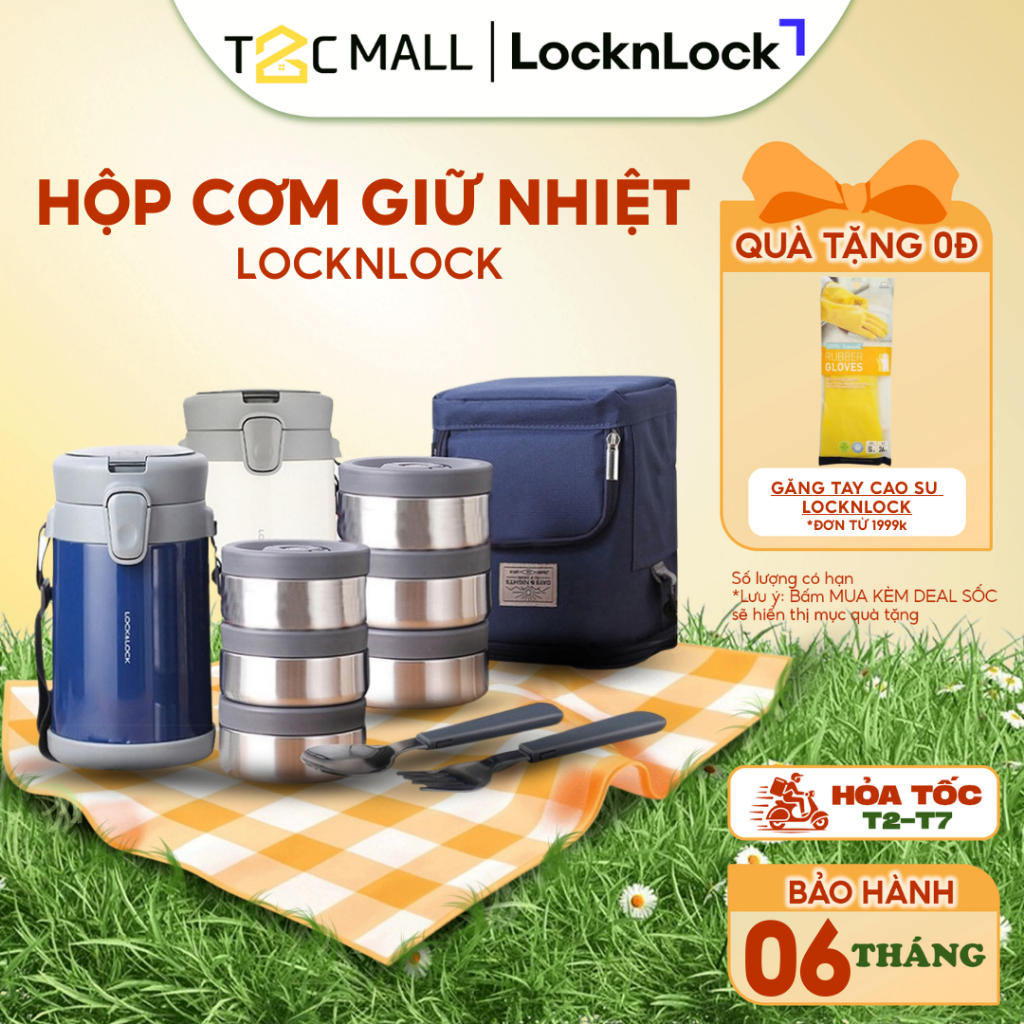 Bộ Hộp Cơm Giữ Nhiệt LocknLock 2 Lít 3 Ngăn Kèm Túi Đựng Giữ Nhiệt Và Muỗng Nĩa LHC8039 - T2C Mall | BigBuy360 - bigbuy360.vn