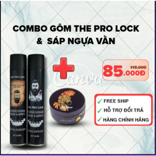 Combo Gôm Xịt Tóc THE PRO LOCK 420ml + Sáp Vuốt Tóc Ngựa Vằn Giữ Nếp Tự Nhiên, Không Bết Dính [Hàng Chính Hãng – Giữ Nếp