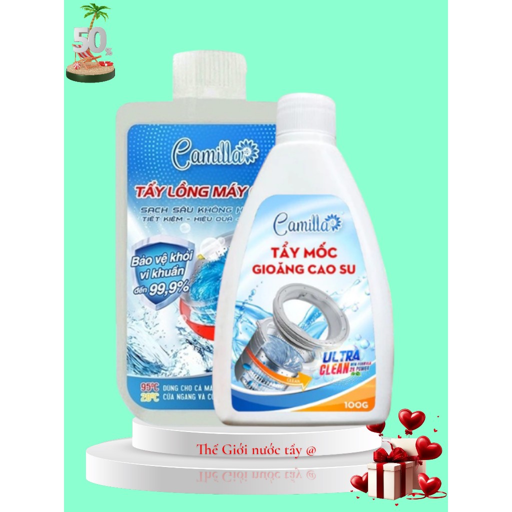 Combo Tẩy Lồng Máy Giặt Camilla 300gr + Tẩy Mốc Gioăng Cao Su Cao Cấp Camilla 100gr