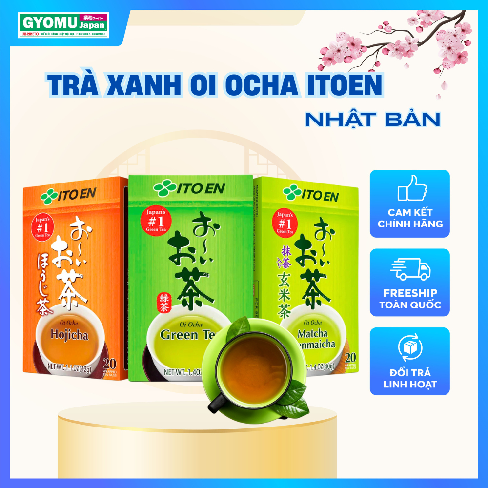 Trà xanh túi lọc Oi Ocha 40g, Trà xanh gạo rang túi lọc Oi Ocha Itoen