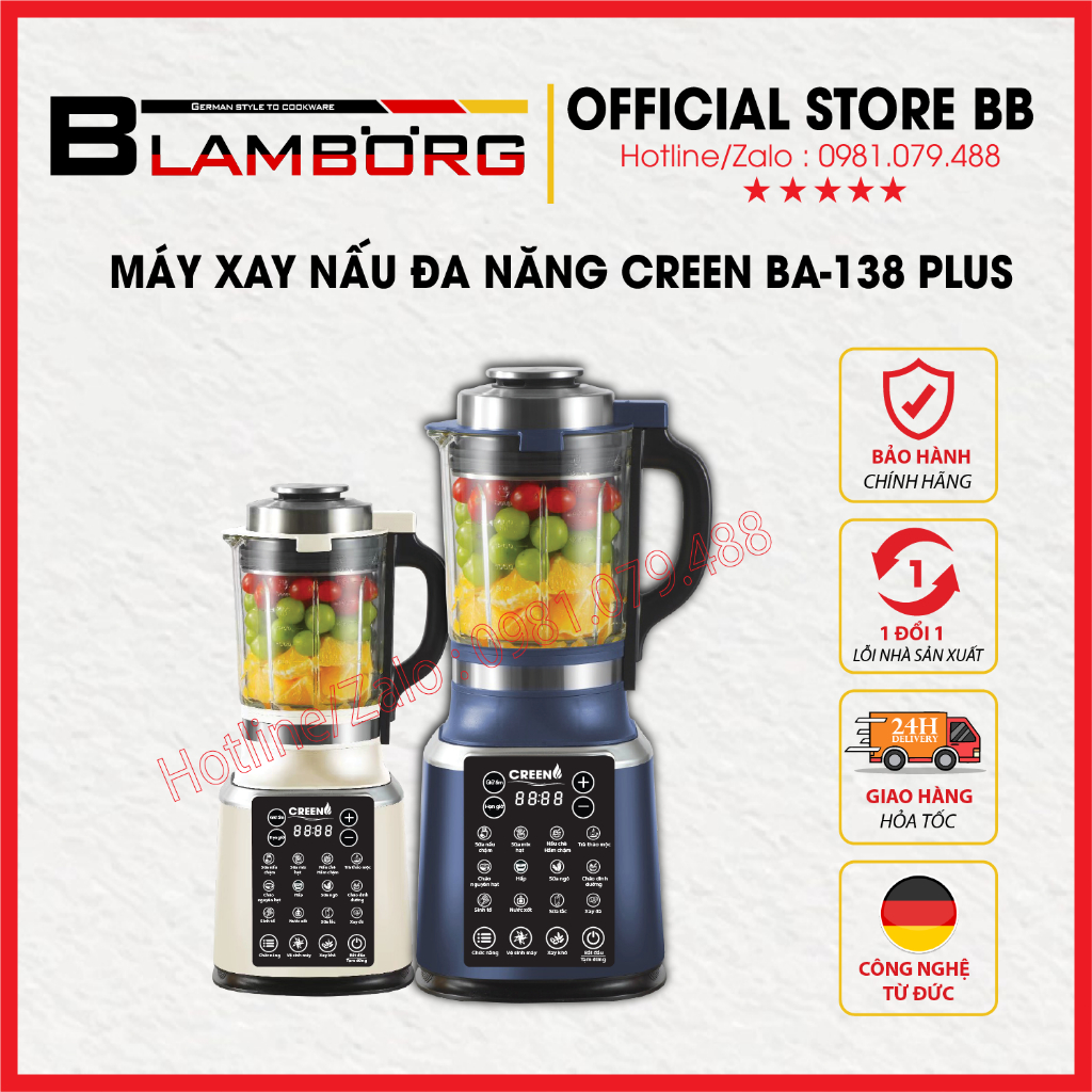 [Giảm 12% SPayLater] Máy làm sữa hạt đa năng cao cấp CREEN CR-138Plus - Bảo hành 24 tháng