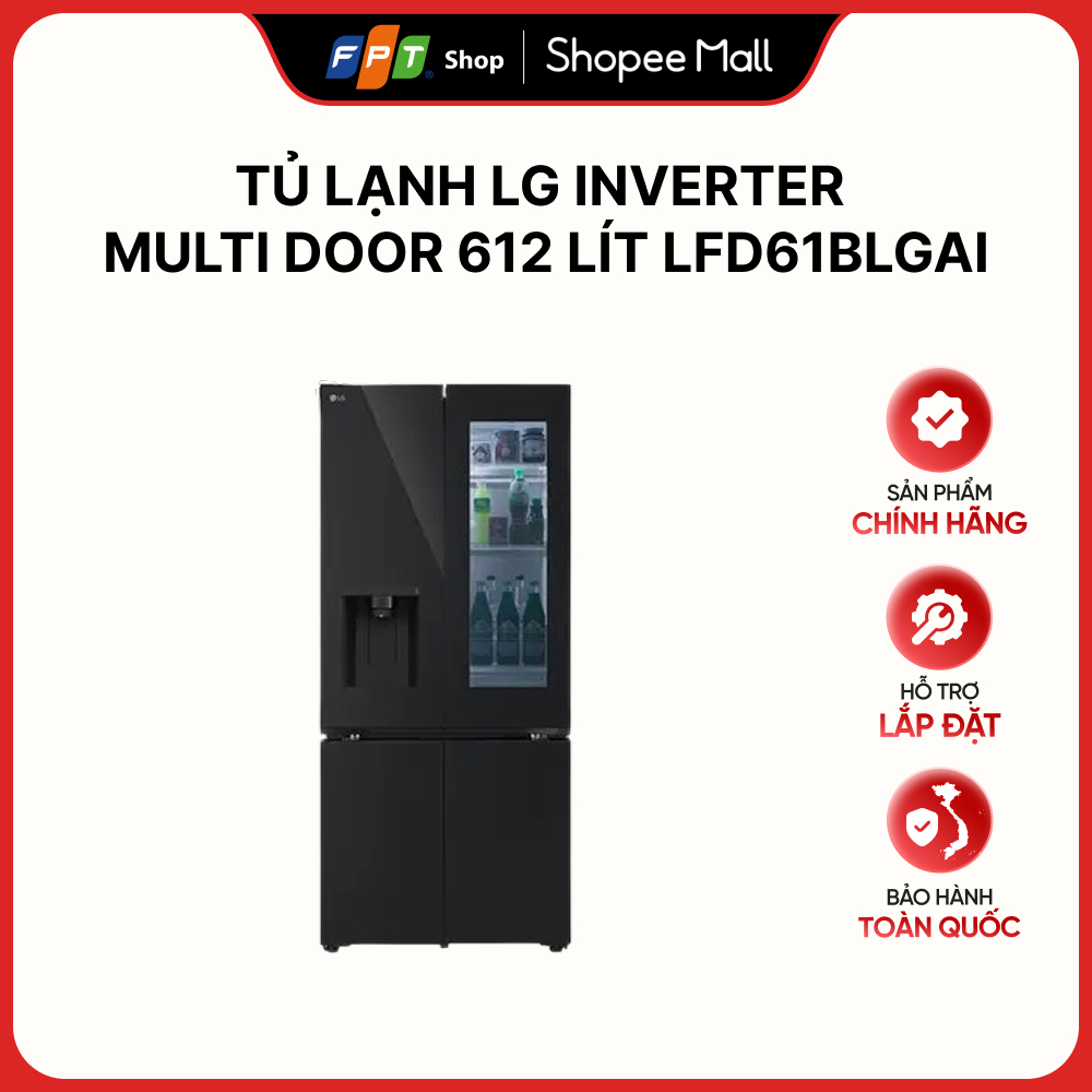 [Hàng chính hãng][Tặng lò vi sóng MS2032GIK.BSEPLVN] Tủ lạnh LG Inverter Multi Door 612 lít LFD61BLG