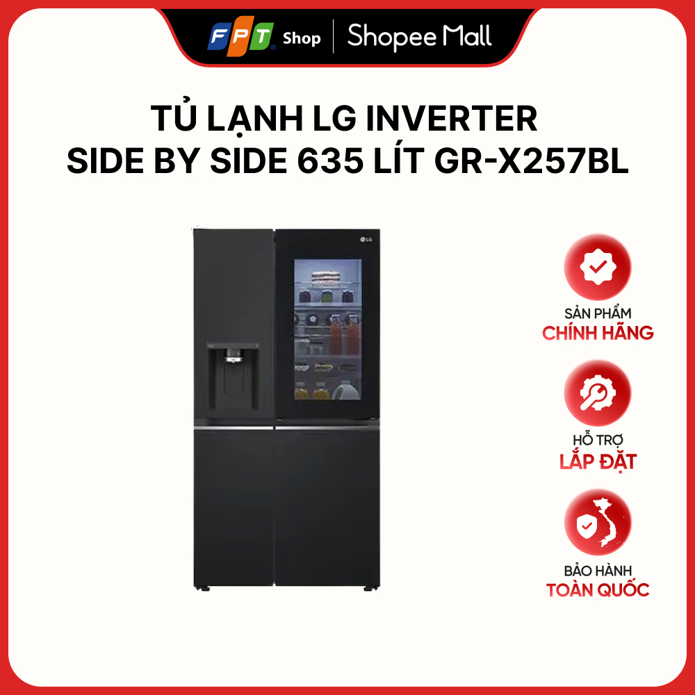 [Hàng chính hãng] Tủ lạnh LG Inverter side by side 635 Lít GR-X257BL