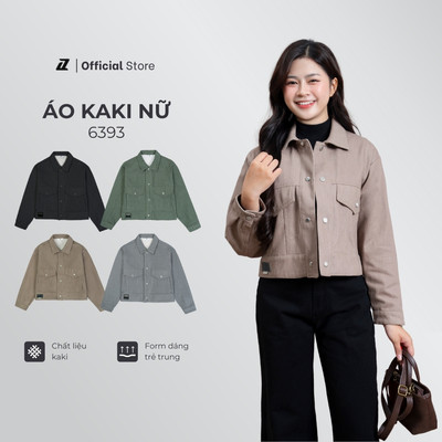 [MỚI] Áo khoác kaki nữ cổ bẻ Auzed dáng lửng croptop cá tính, chất liệu dày dặn 6393