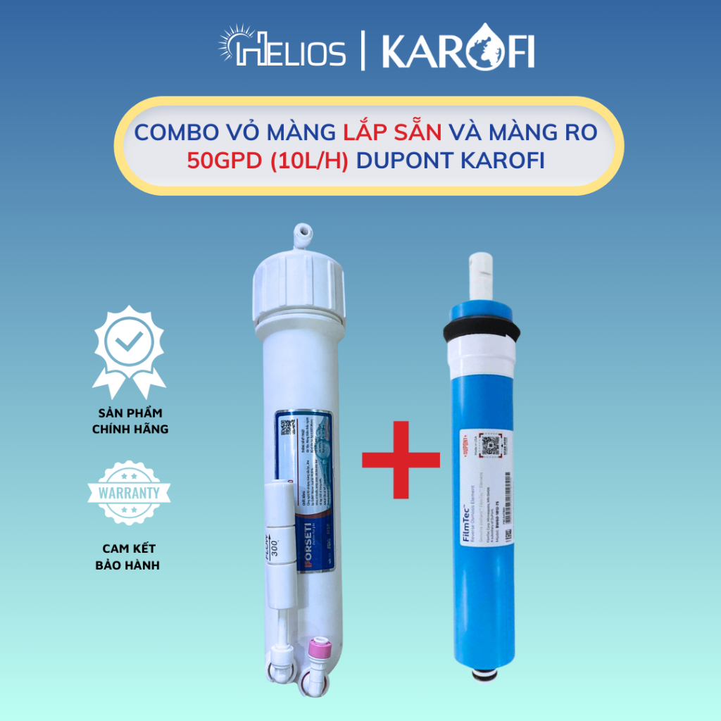 Combo Màng RO và Vỏ màng RO dành cho máy lọc nước RO Kangaroo, Karofi, Sunhouse,.. - Hàng Chính Hãng