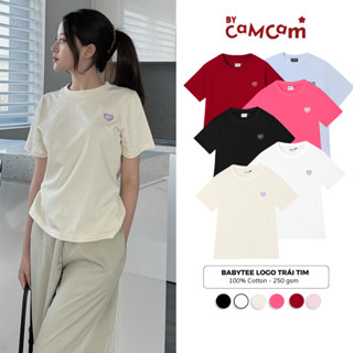 Áo Babytee 𝑩𝒚𝒄𝒂𝒎𝒄𝒂𝒎 Trơn Nhiều Màu Thêu Logo Trái Tim BYC Mẫu Mới ABN004
