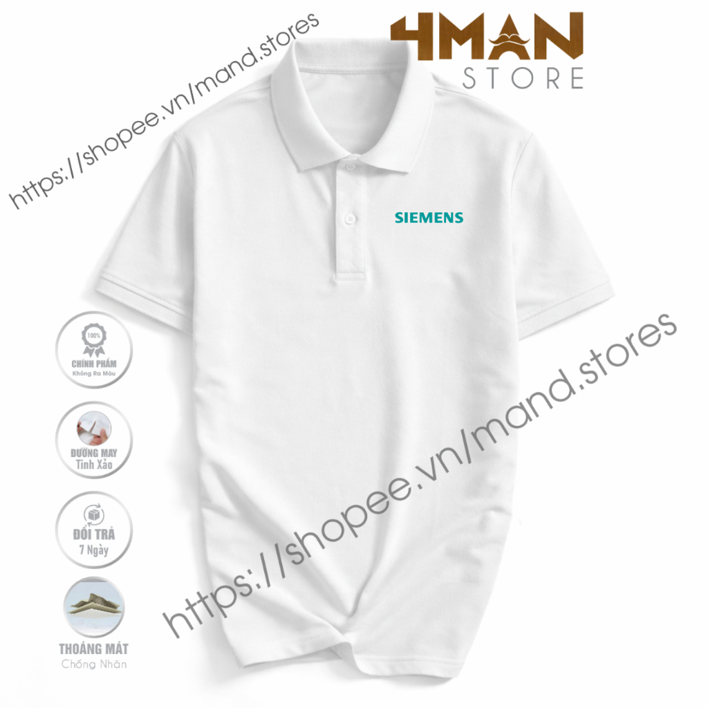Áo thun Polo SIEMENS - Vải thun Cá sấu CVC Cao Cấp Dày Mịn chống nhăn - 4Man Store