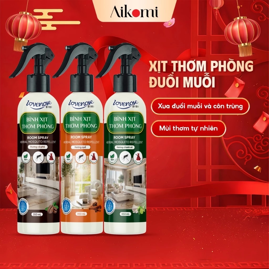 Xịt Thơm Phòng Đuỗi Muỗi Lovenose Aikomi 350ML