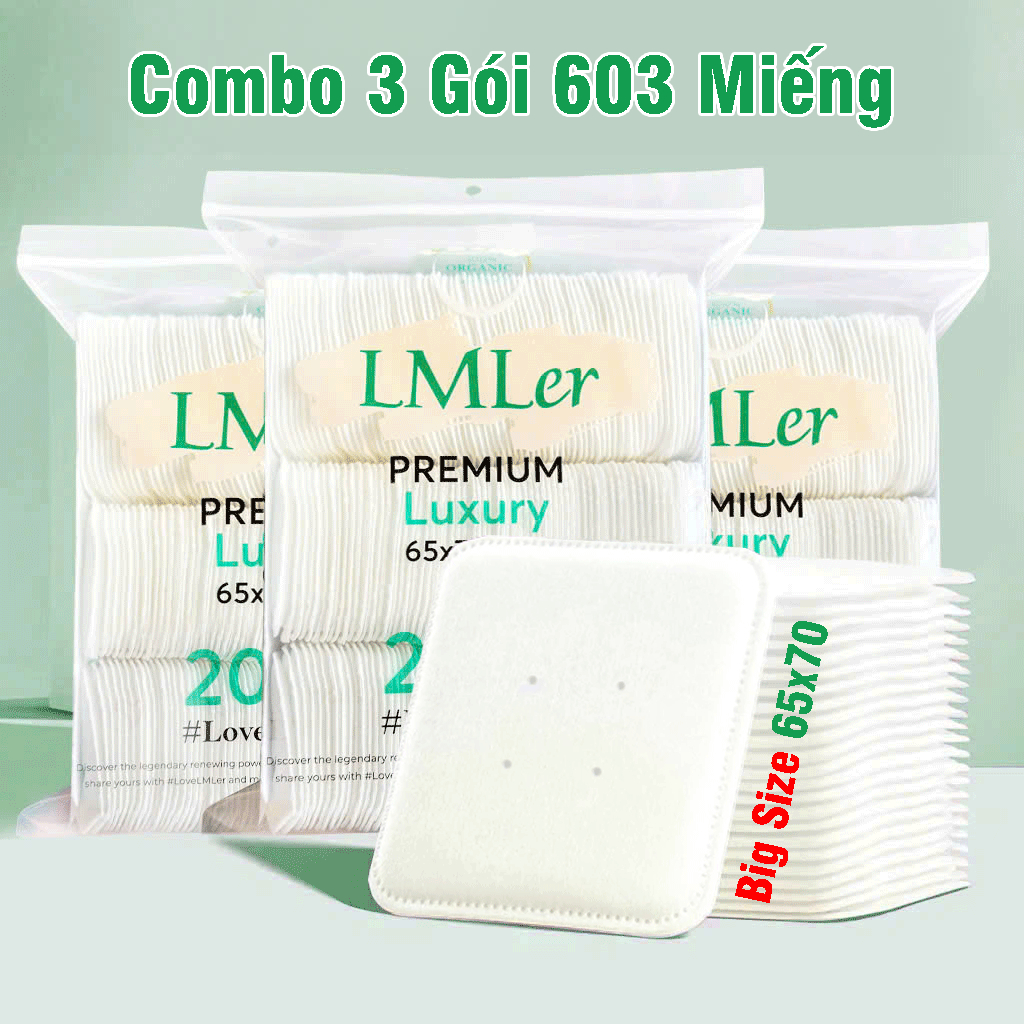 (Combo 3 Gói Big Size) Bông Tẩy Trang Luxury LMLer Big Size 603 miếng