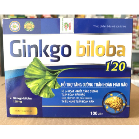 hoạt huyết dưỡng não Ginkgo Biloba 120 Bổ Sung Dưỡng Chất Cho Não Q10 100 viên vin ginko