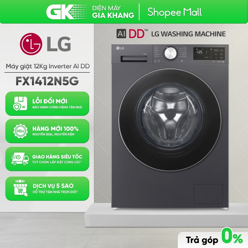 Máy Giặt Lồng Ngang LG AI DD Inverter FX1412N5G 12Kg / FX1410N5G 10Kg {Freeship HCM}