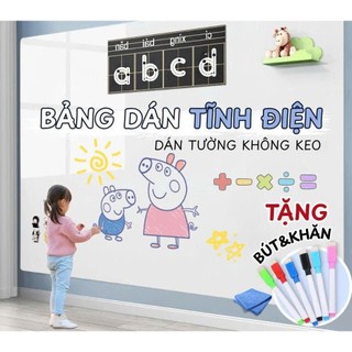 [Tặng Kèm Bút Dạ và Dụng Cụ]Bảng Trắng Dán Tường Tự Dán Không Hại Tường, Bảng Viết Bút Lông Không Dùng Keo