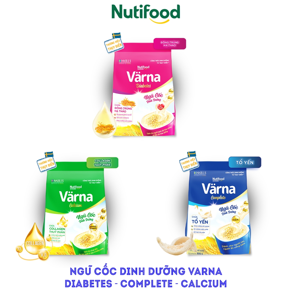 Túi Ngũ cốc dinh dưỡng Varna Diabetes 400g/ Complete 500g/ Calcium 500g - NUTIFOOD SHOP