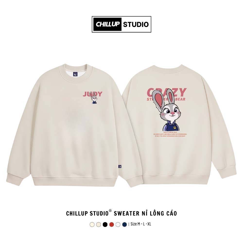 Áo Sweater Nỉ Đôi CHILLUP STUDIO BST401 Hình Thỏ Judy - Áo Nỉ Lông Cáo Dáng Rộng Streetwear