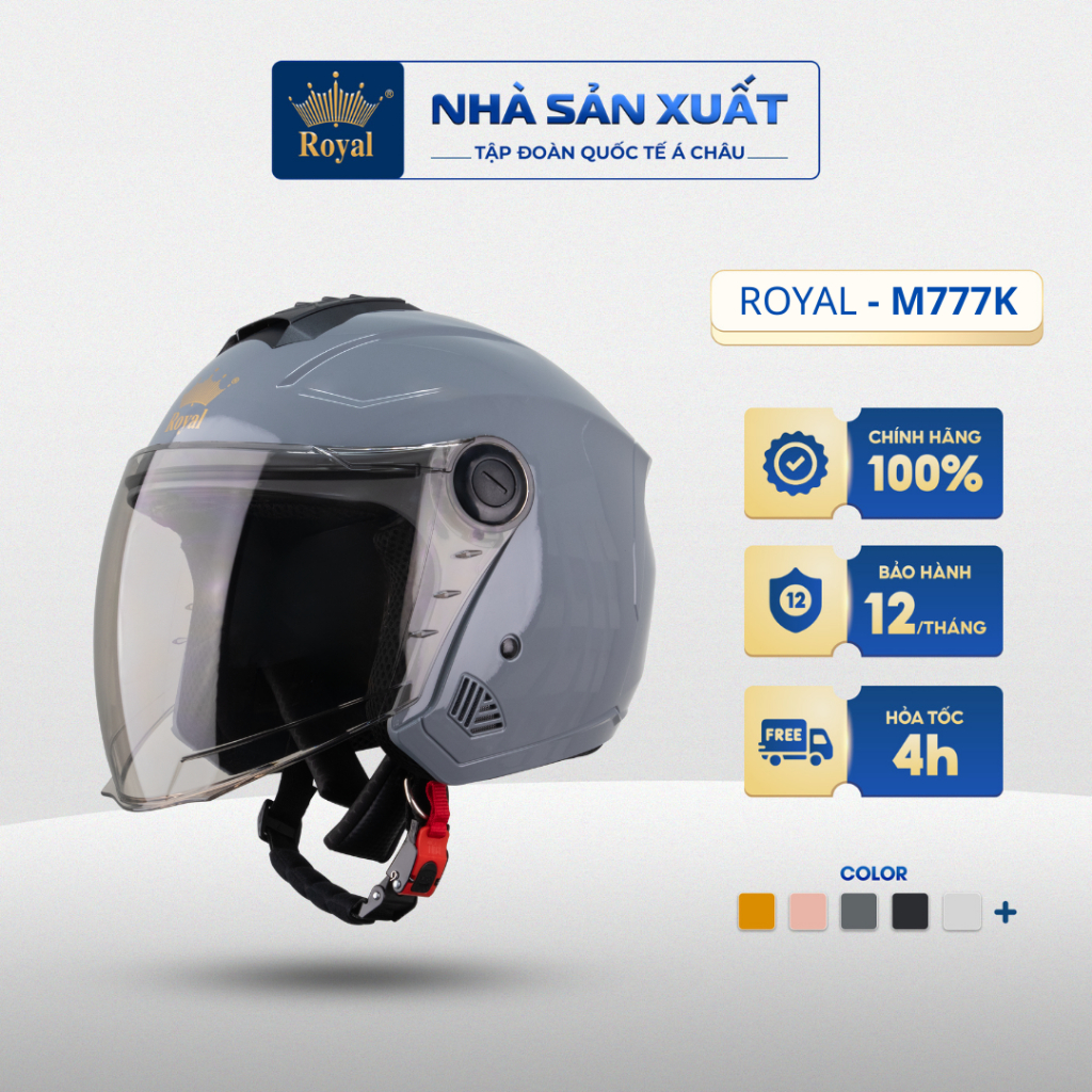 Mũ Bảo Hiểm 3/4 Có Kính Royal M777K Chính Hãng Cho Nam Nữ Đi Xe Máy