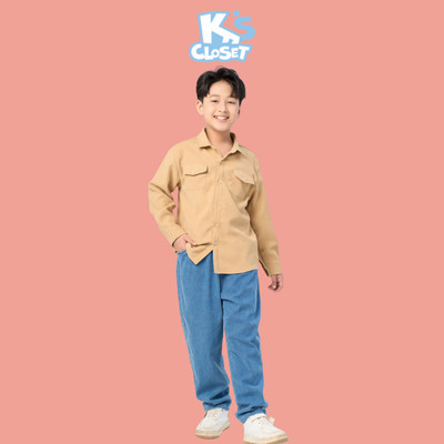 K's Closet - Áo Sơ Mi Chất Liệu Nhung Tăm Không Co Giãn Dành Cho Bé Trai (2-14 tuổi) từ 10kg-56kg KT057FIF
