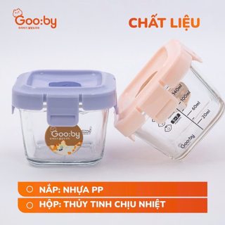 sêt 2 Hộp thủy tinh gooby trữ đồ ăn dặm cho bé Hộp Trữ Đông Thức Ăn Dặm Cho  140ml có vạch chia, nắp silicone an toàn
