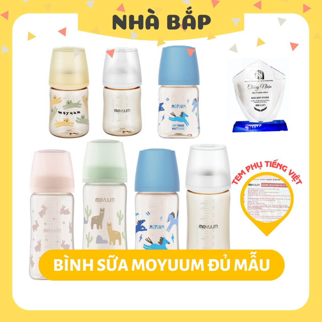 Bình sữa Moyuum 170ml/270ml Hàn Quốc, được chọn núm, chính hãng, an toàn cho bé - Nhà Bắp Store