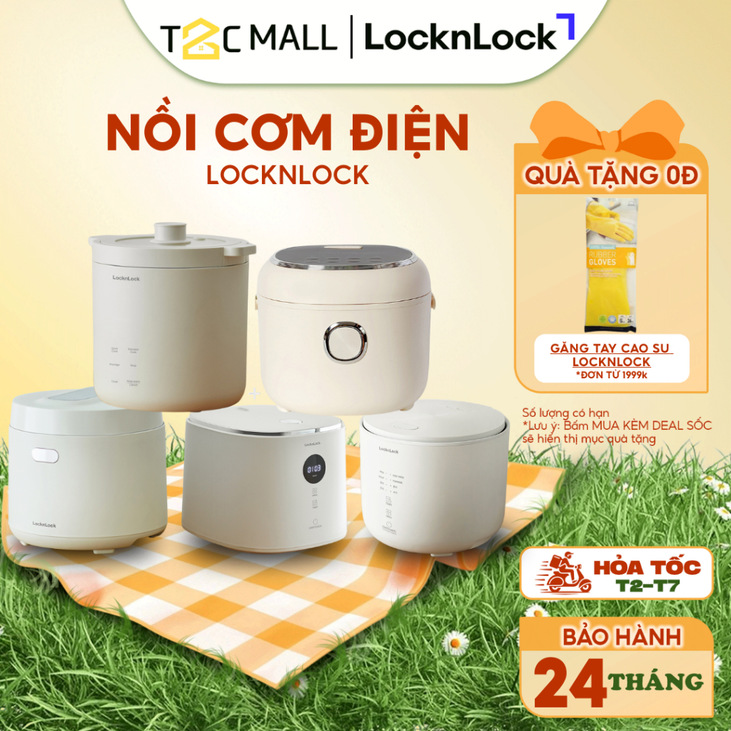 Nồi Cơm Điện LocknLock, Nồi Cơm Mini Đa Năng Chống Dính Chính Hãng Cao Cấp Nhiều Dung Tích T2C Mall