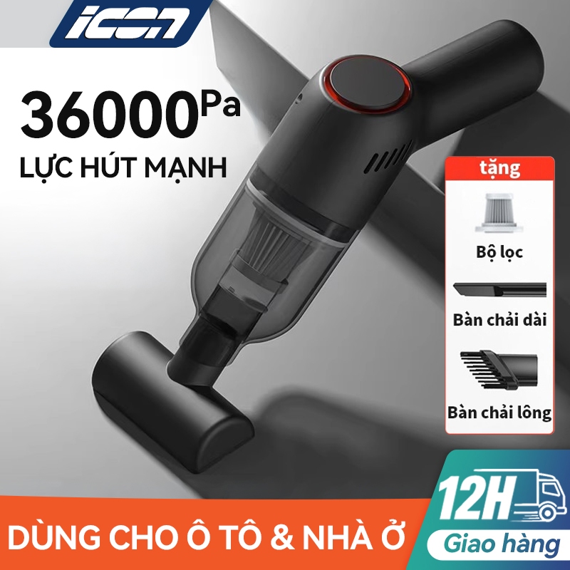 Máy Hút Bụi Cầm Tay Mini Không Dây ICON - Lực Hút 36000Pa, Hút Bụi Ô Tô, Giường Nệm Hiệu Quả