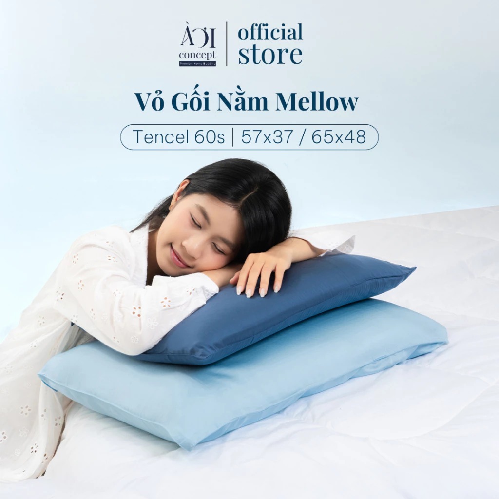 Vỏ Gối Nằm Mellow Lụa Tencel 60s AOICONCEPT Bọc Gối Memory Foam Màu Trơn Mền Mịn Mát Lạnh