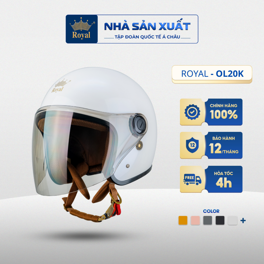 Mũ Bảo Hiểm 3/4 Royal OL20K Có Kính Chính Hãng Cho Nam Nữ Bán Chạy Thời Trang