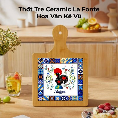 Thớt Tre Ceramic La Fonte Hoa Văn Kê Vũ 18.5cm x 28.5cm - THOT00000376