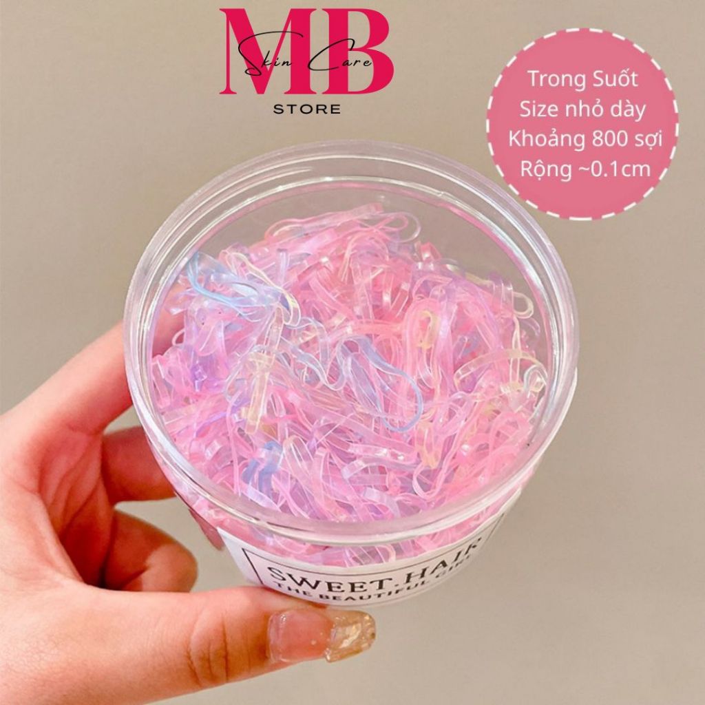 Thun Buộc Tóc Trong Suốt & Đen Size Nhỏ Dày ~800 Sợi – Dây Thun Buộc Tóc Không Đau